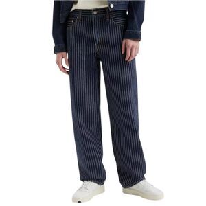 Levi's Low Pro Striped Denim Jeans 32 X 30 Mid Rise Relaxed Straight Leg New